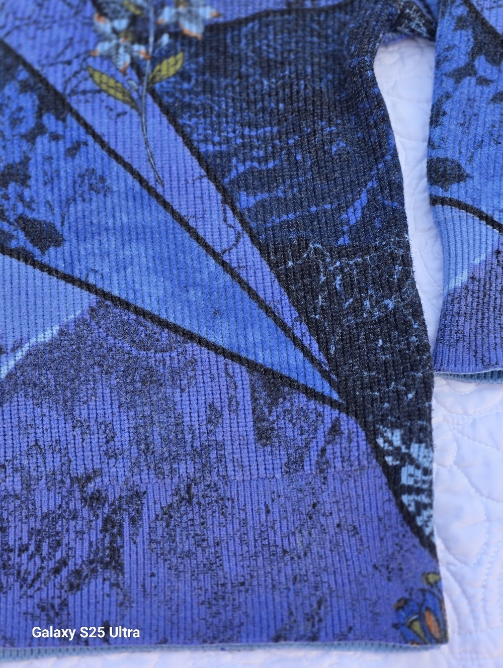 Desigual Artsy Bohemian Print Patchwork V-Neck Sweater Blue EUC SZ LG - Picture 13 of 15